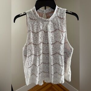 love, Fire White Lace High Neck Sleeveless Camisole Top
